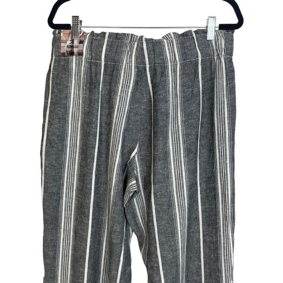 Rewash Brand Striped Linen Blend Paper Bag Wide Leg Pants Size L New - Picture 6 of 11